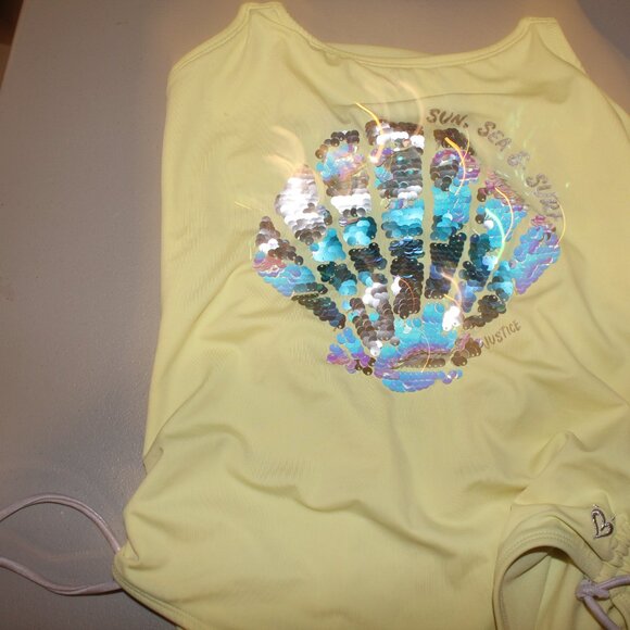 Yellow 1 Pcs Justice Swimsuit Size 16 Plus - Picture 3 of 11